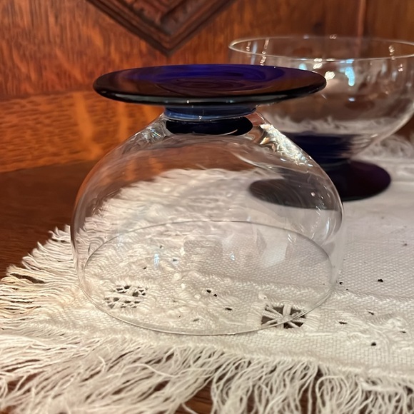 Vintage Weston, cobalt blue footed glass parfait dessert six piece set - Picture 4 of 6